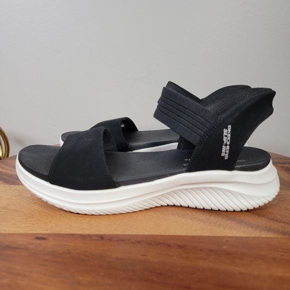 Skechers Slip-ins Sandals Women's Easy Entry Comfy Black and White - Picture 5 of 11